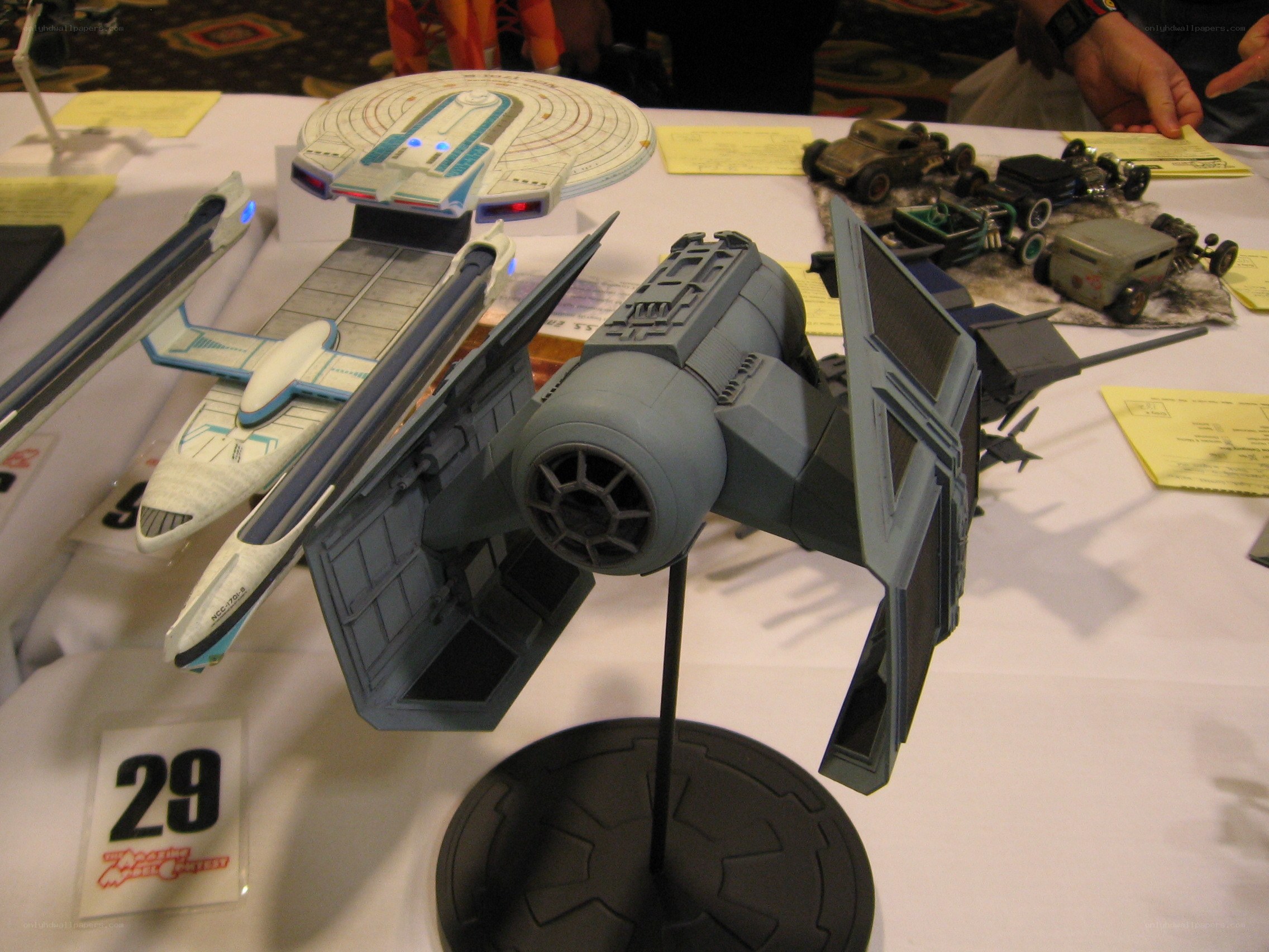 Star Wars and Star Trek models on display
