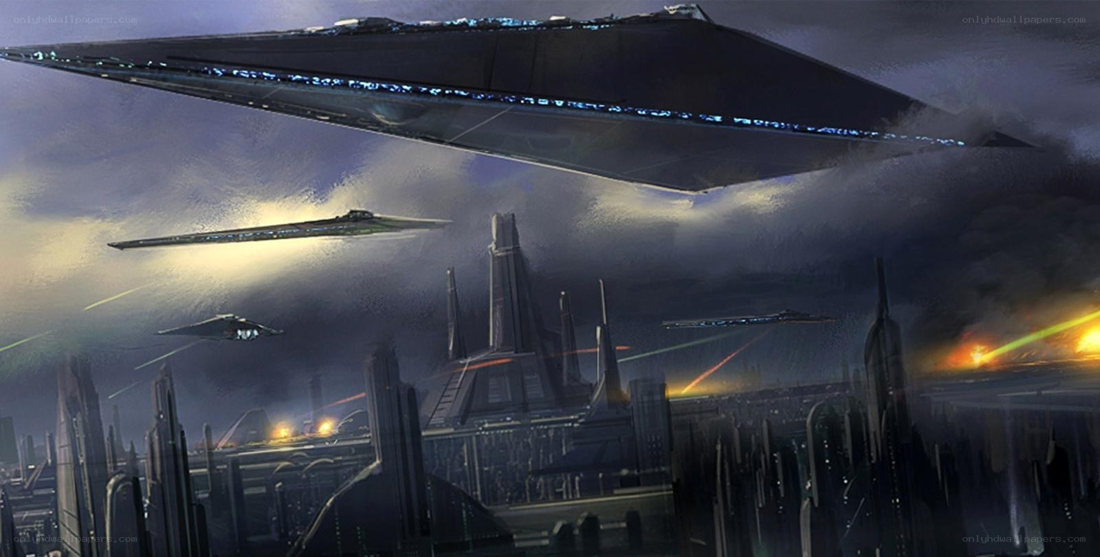Star Wars battle over a city