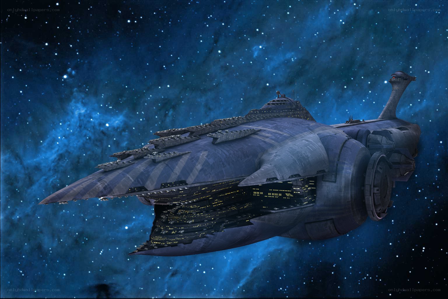 Star Wars battleship in space