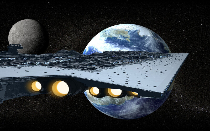 Star Wars battleship over Earth