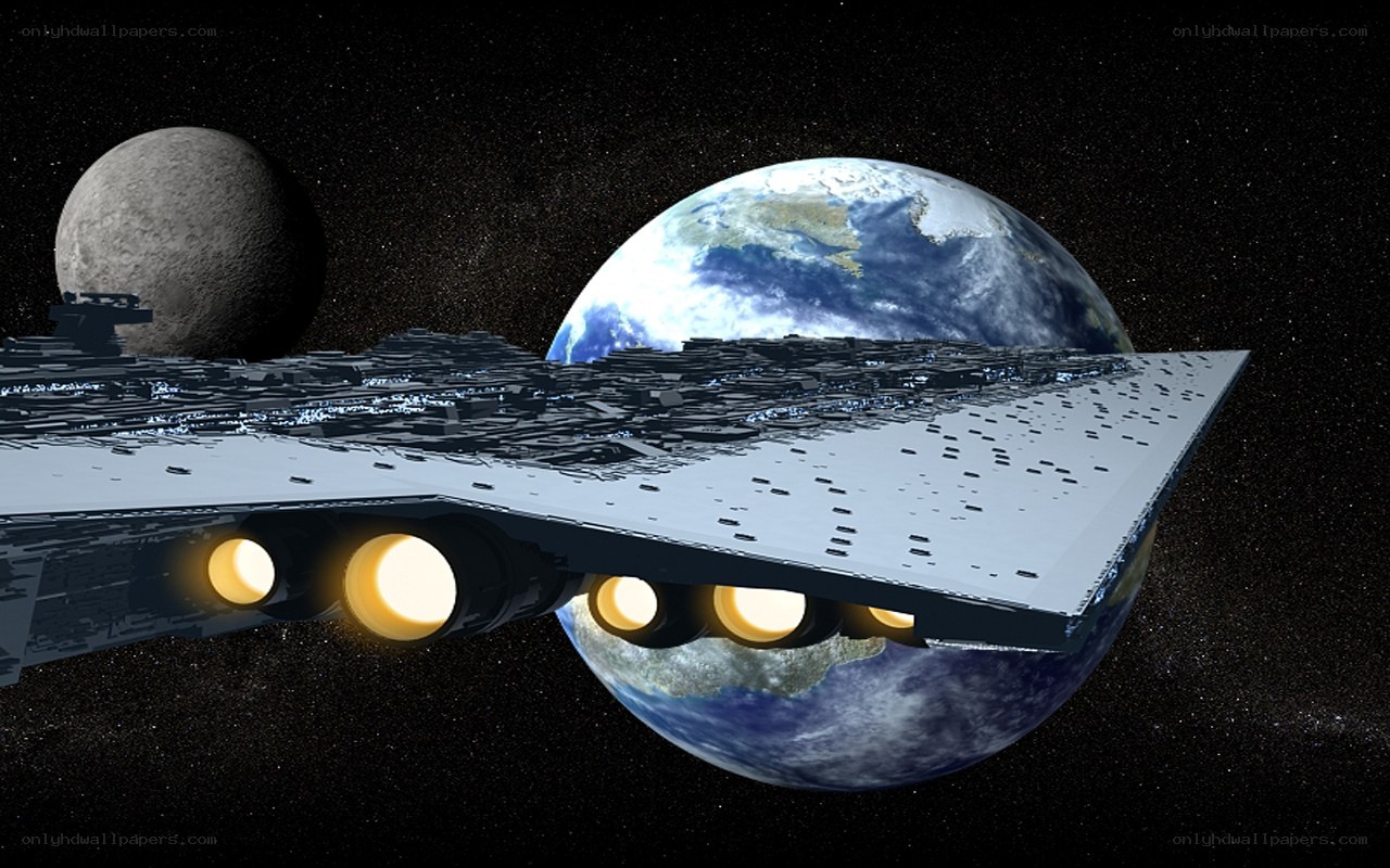 Star Wars battleship over Earth