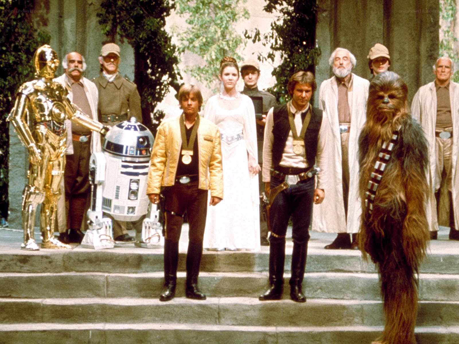 Star Wars cast on steps