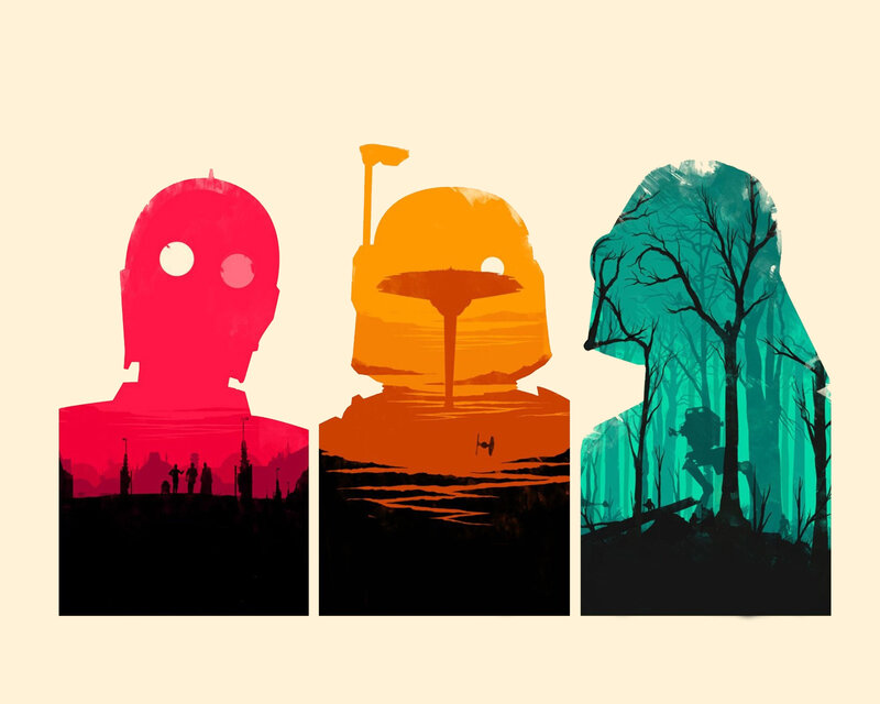 Star Wars character silhouettes