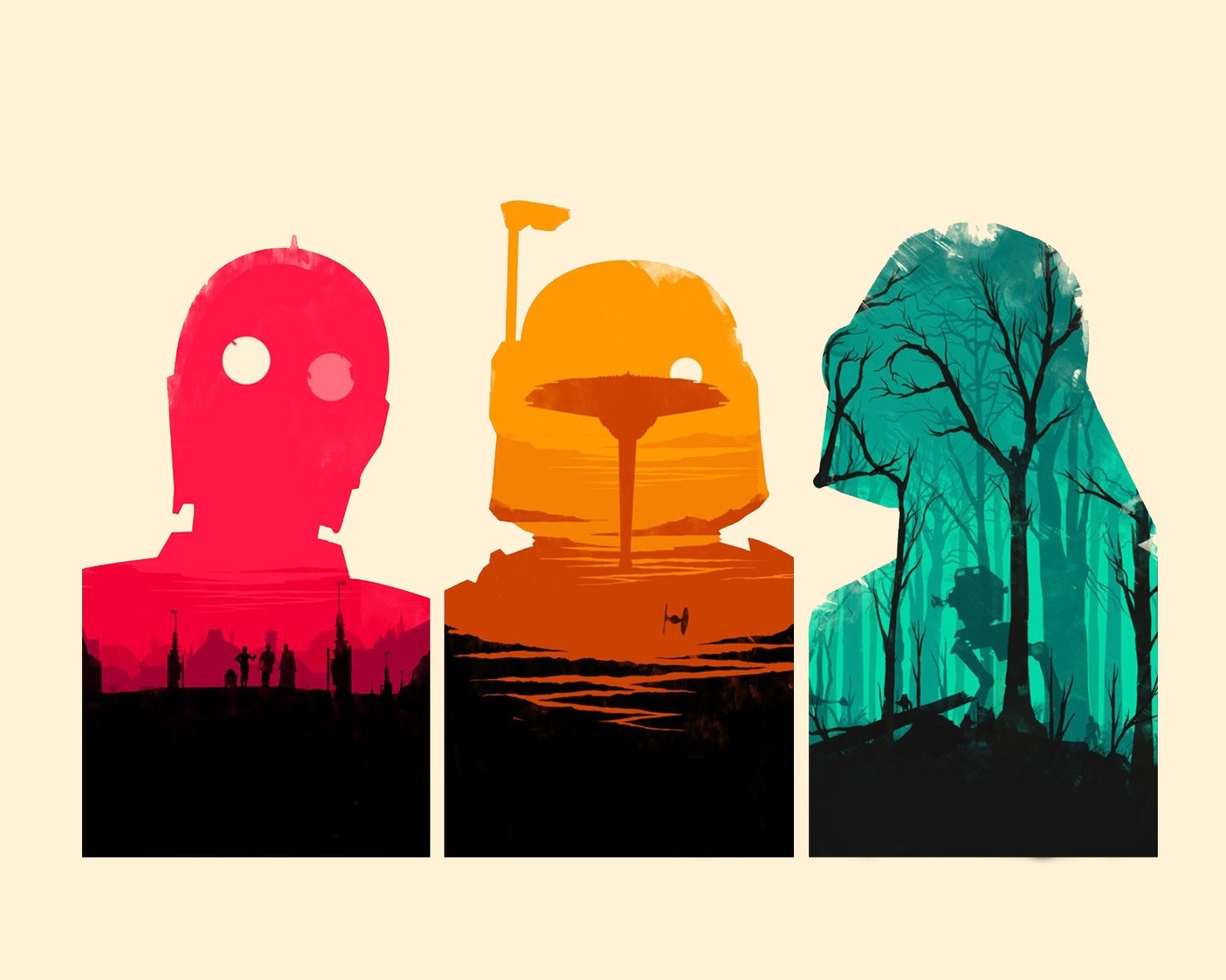 Star Wars character silhouettes