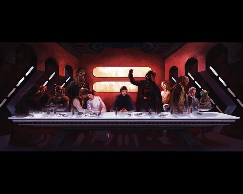 Star Wars Characters at Table — Red, Dramatic