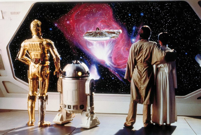 Star Wars characters at window
