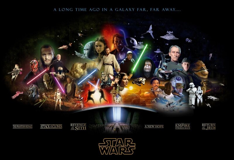 Star Wars Characters Collage — Black, Dramatic, Night, Illustration, Lightsabers
