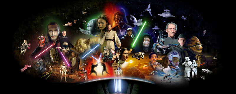 Star Wars Characters Collage — Black, Dramatic, Night, Illustration