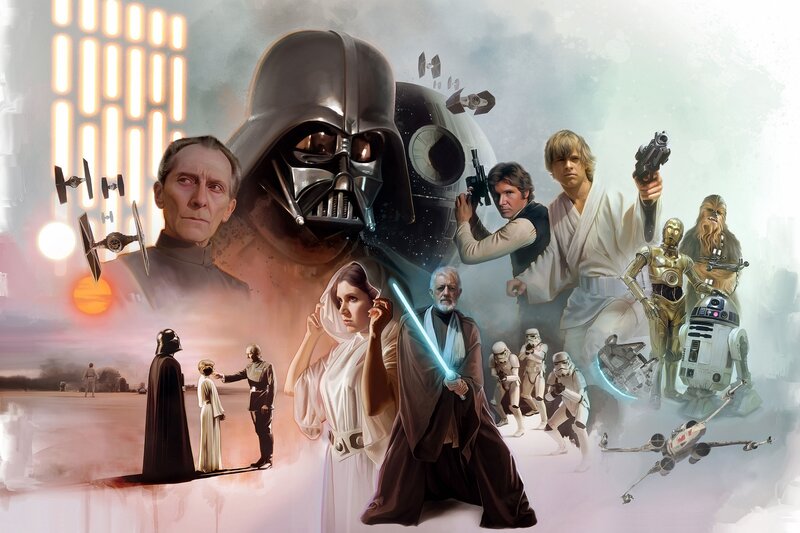Star Wars Characters Collage — White