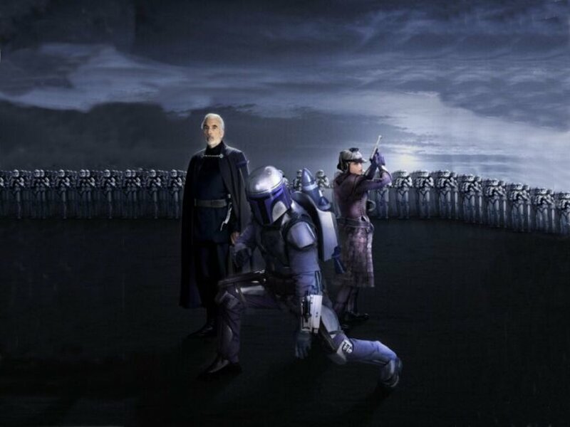 Star Wars characters in a standoff
