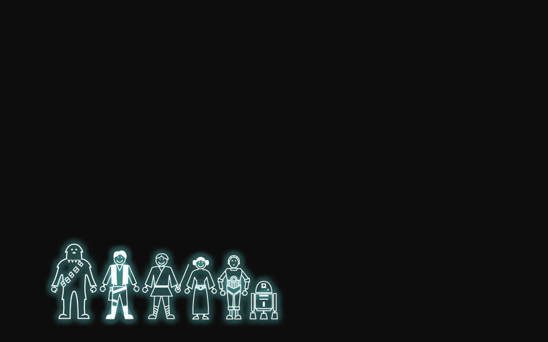 Star Wars characters neon line art