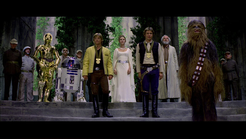 Star Wars characters on steps