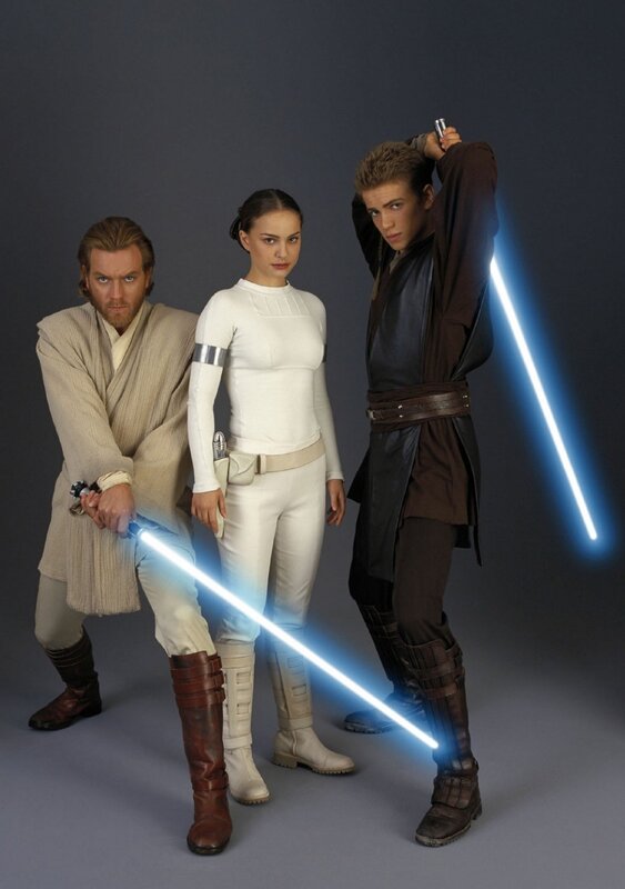 Star Wars characters with lightsabers