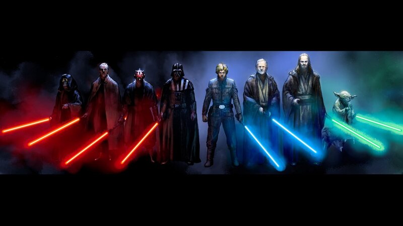 Star Wars Characters with Lightsabers — Black
