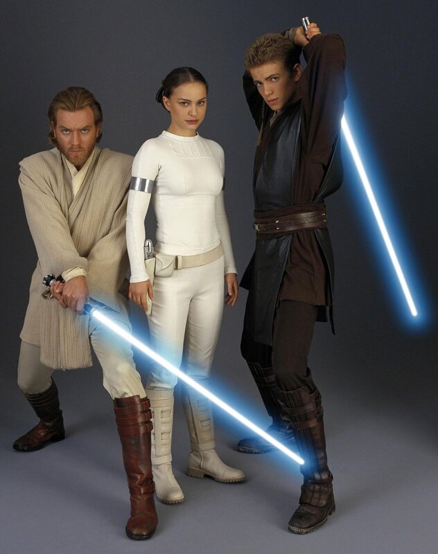 Star Wars characters with lightsabers
