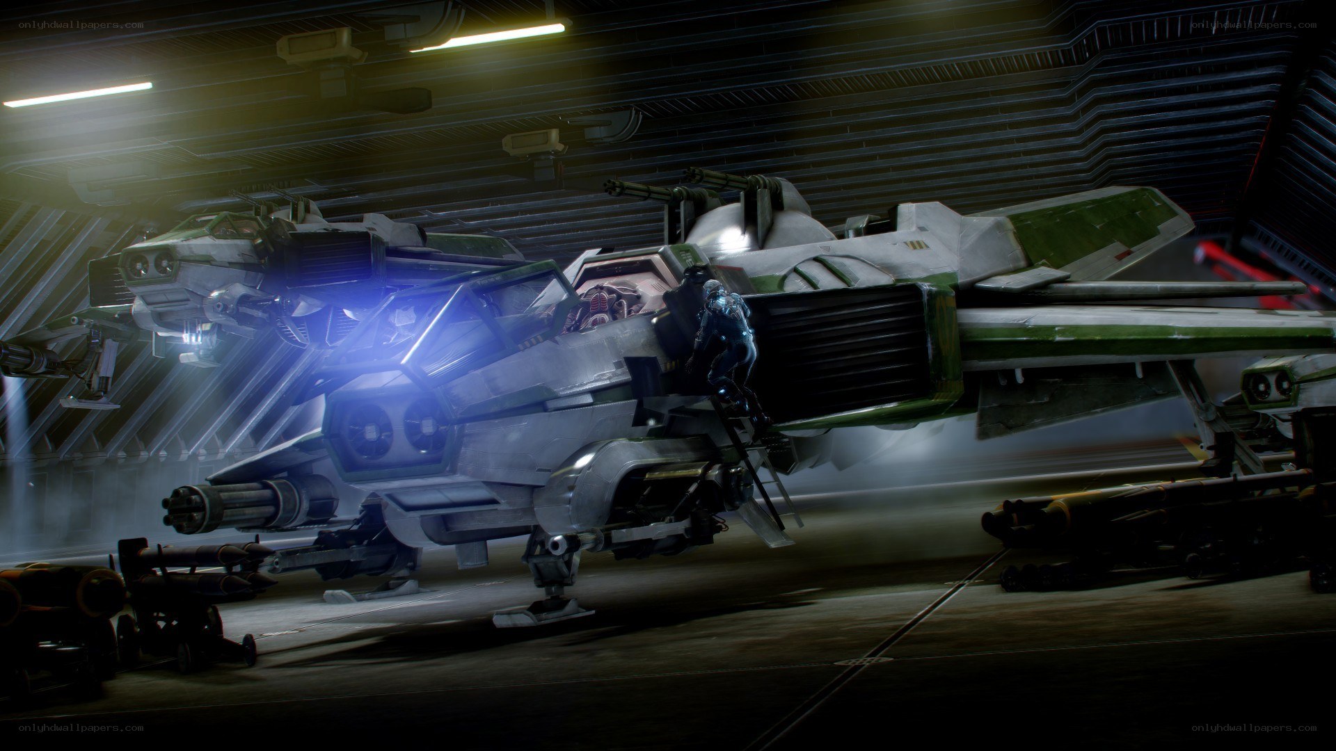 Star Wars fighter in hangar