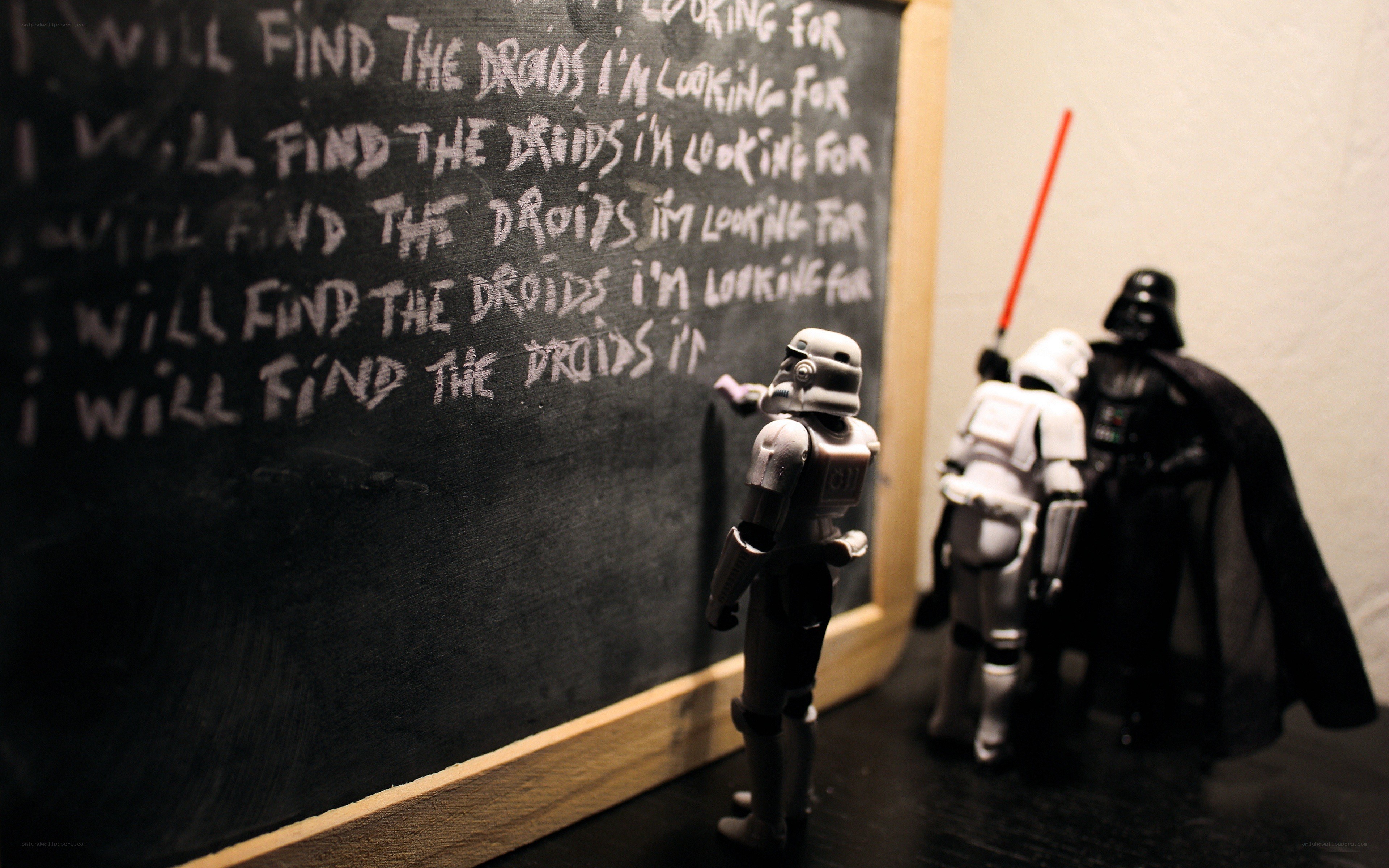Star Wars figures at chalkboard