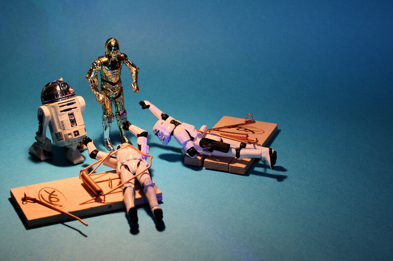 Star Wars figures in mousetraps