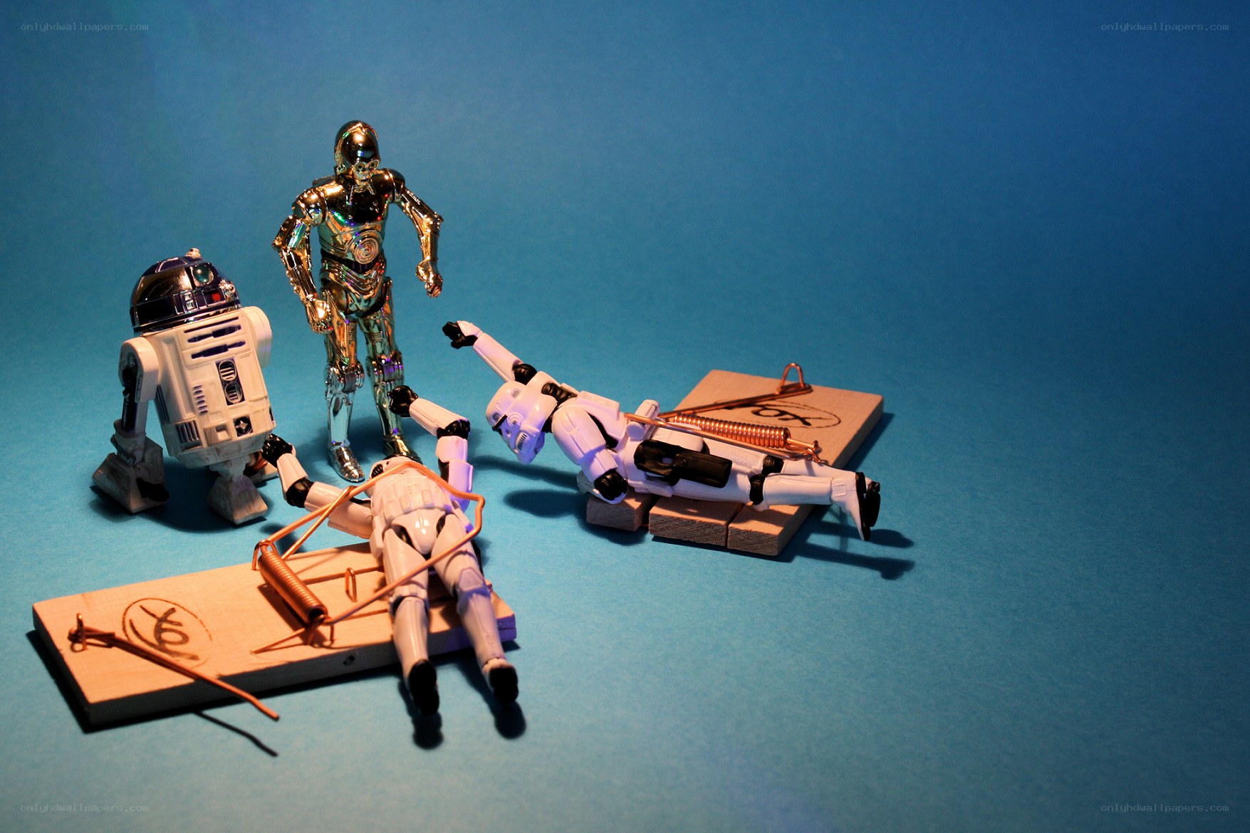 Star Wars figures in mousetraps