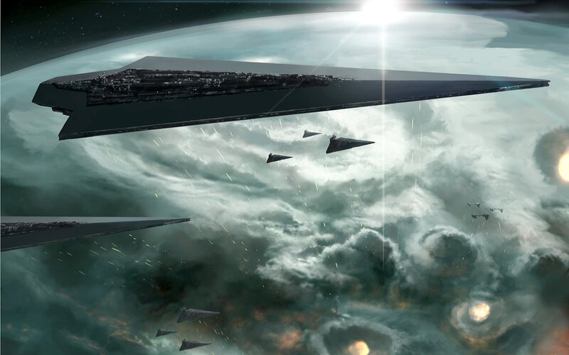 Star Wars fleet in battle