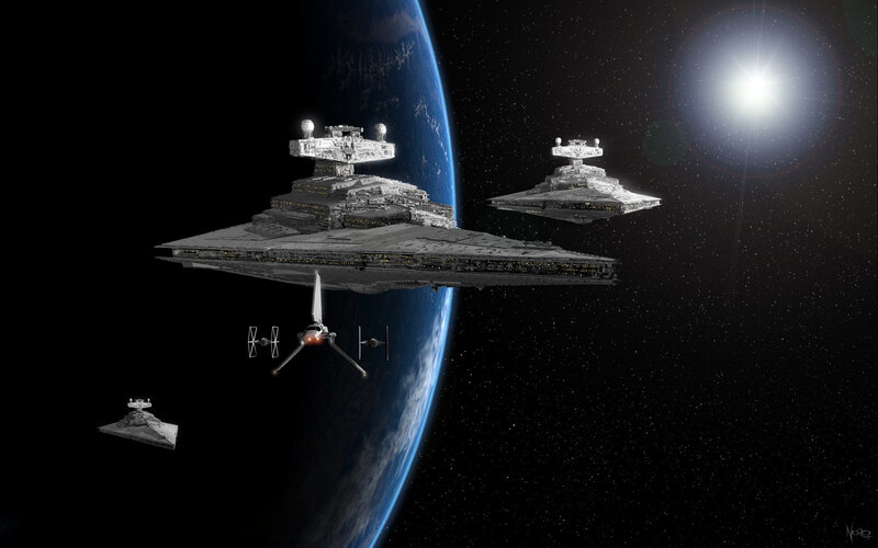Star Wars fleet in orbit