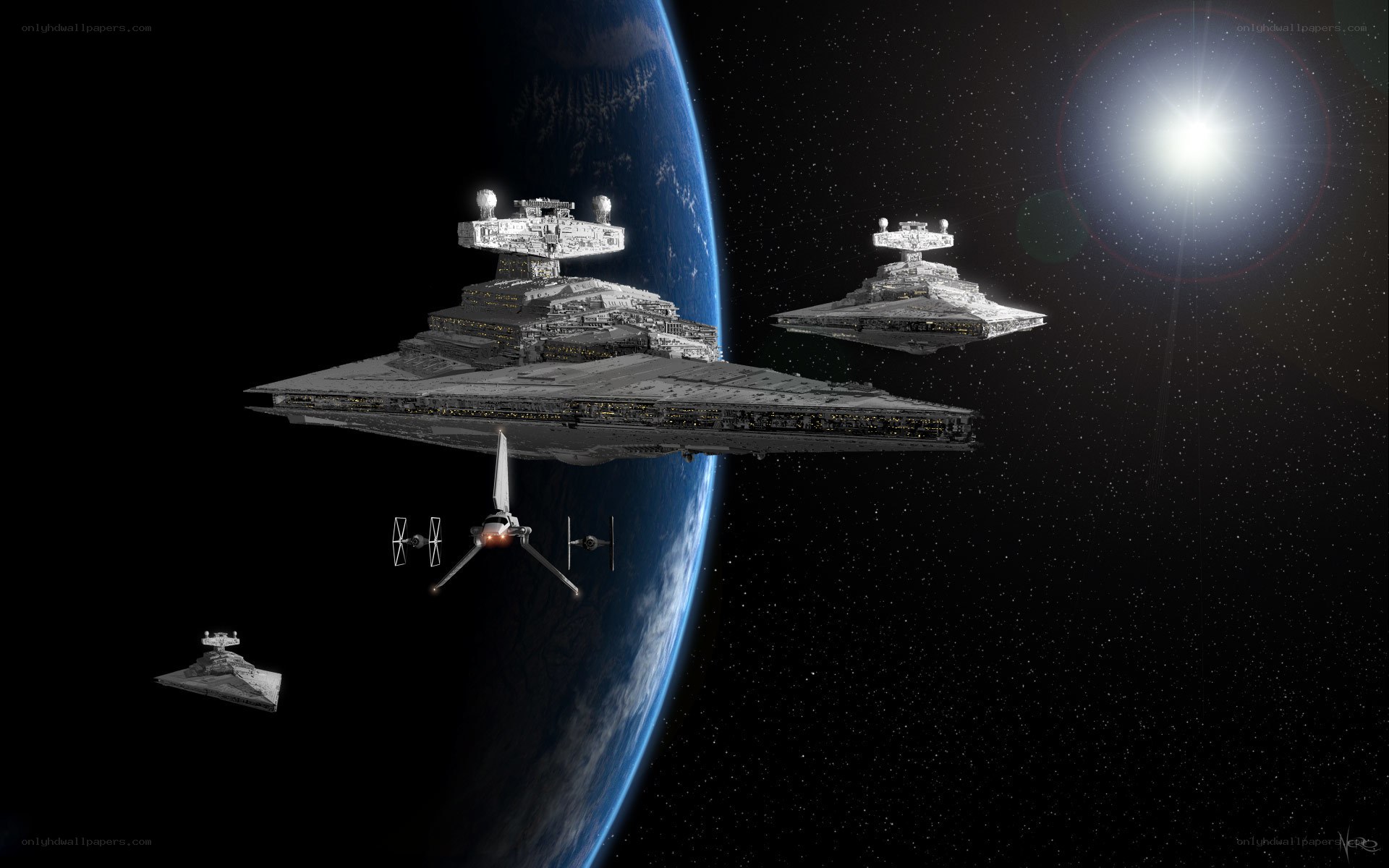 Star Wars fleet in orbit