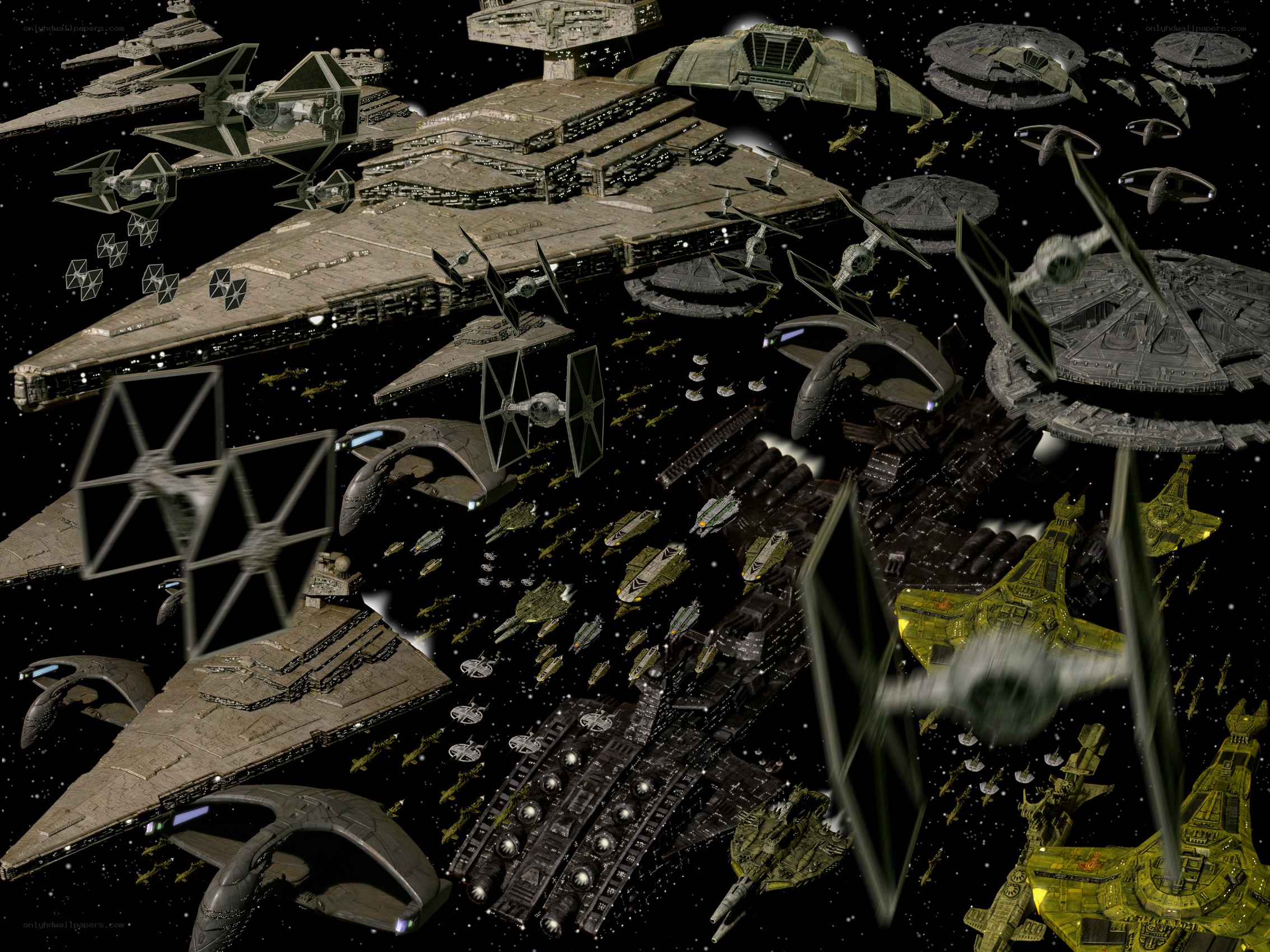 Star Wars fleet in space