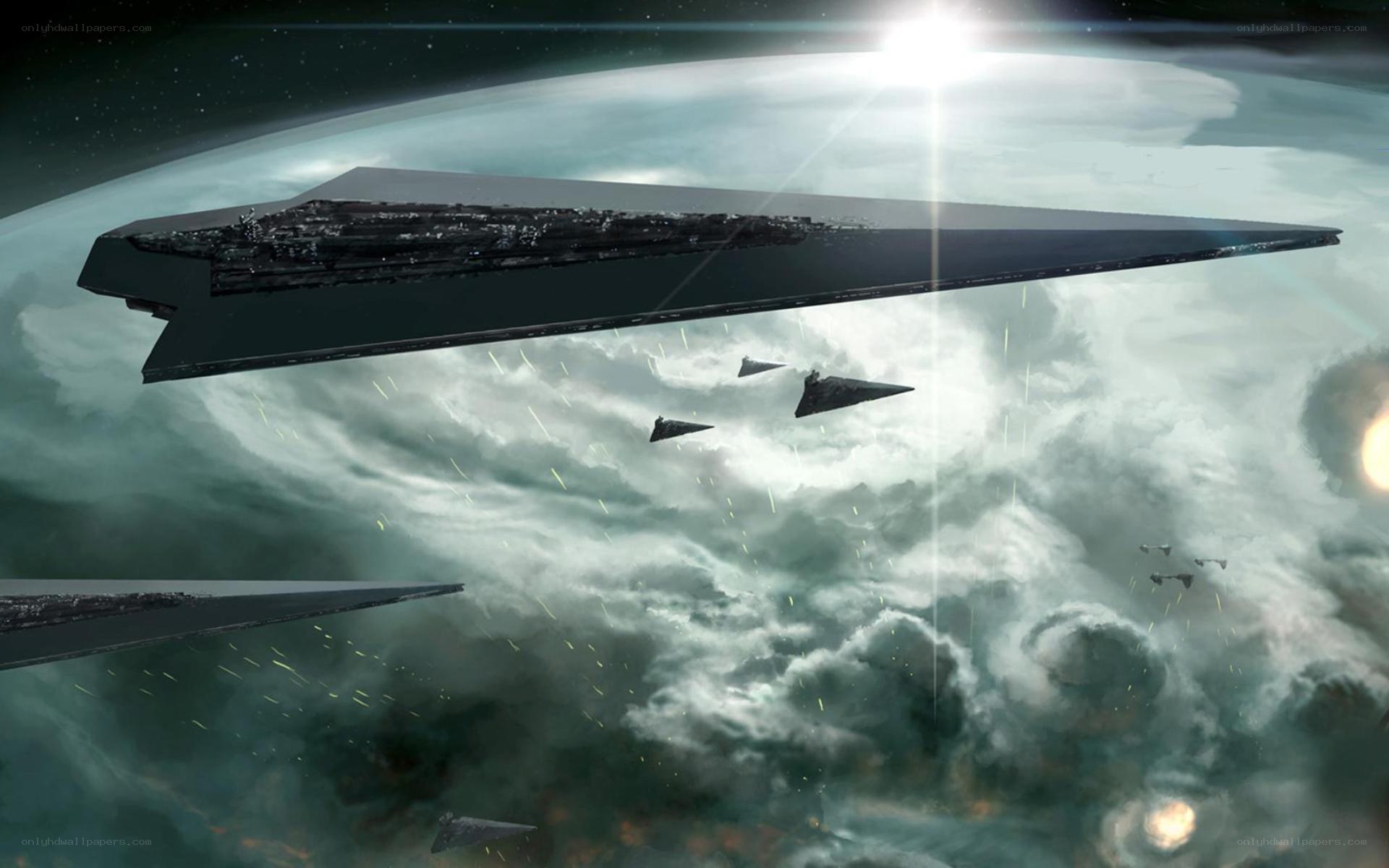 Star Wars fleet in space