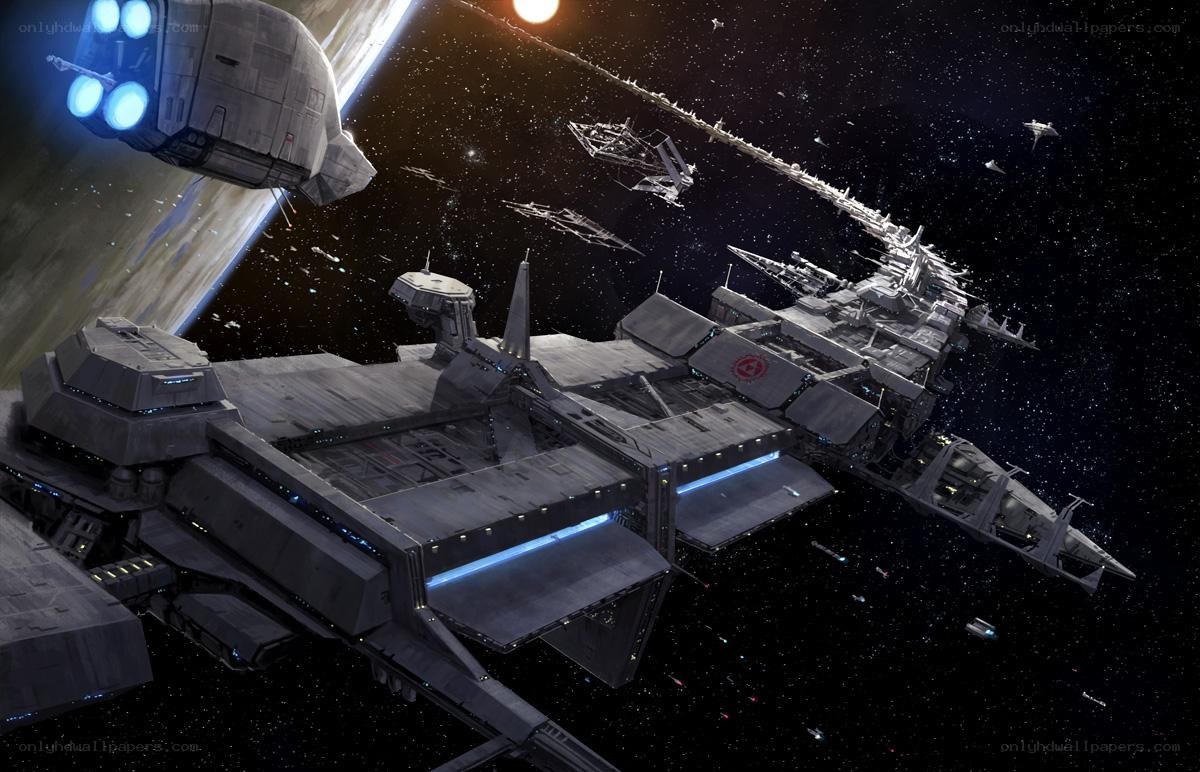 Star Wars fleet in space