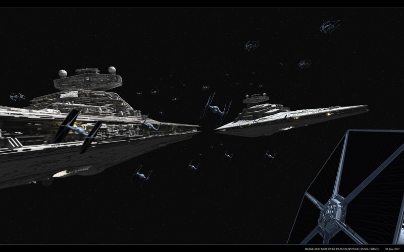 Star Wars fleet in space