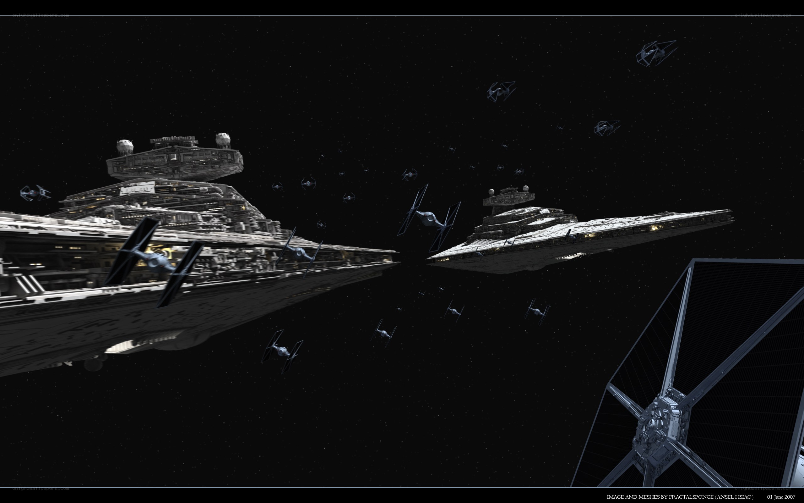 Star Wars fleet in space