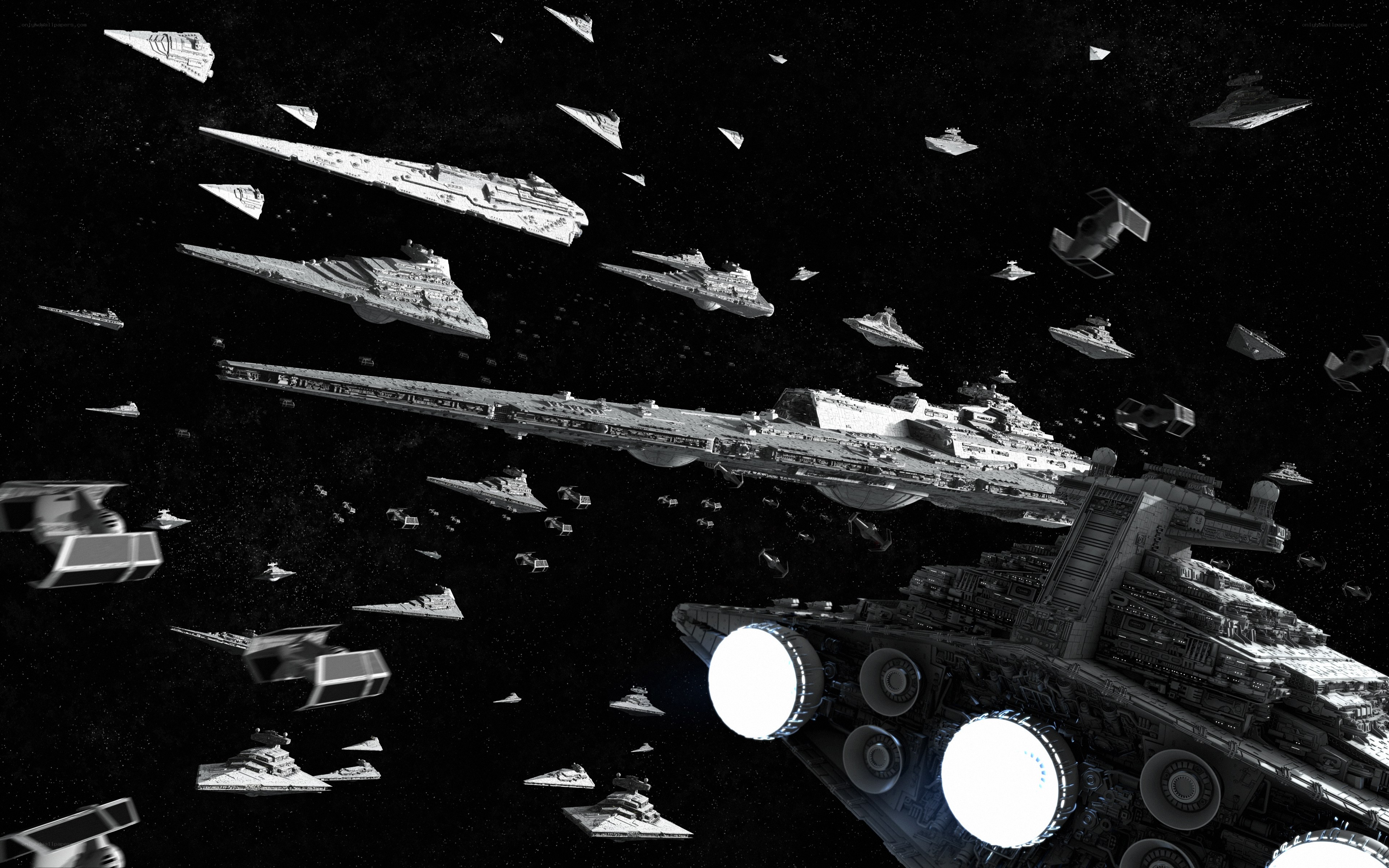 Star Wars fleet in space