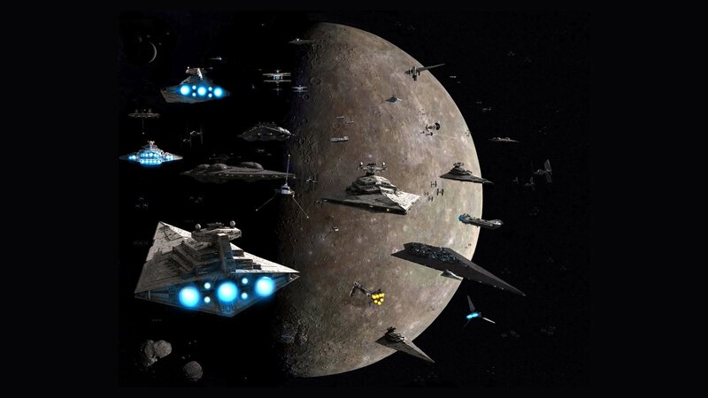Star Wars fleet in space