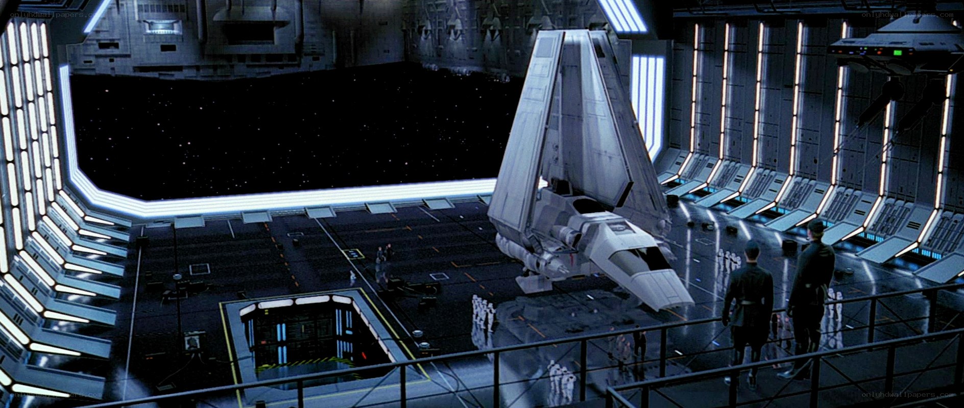 Star Wars hangar bay scene