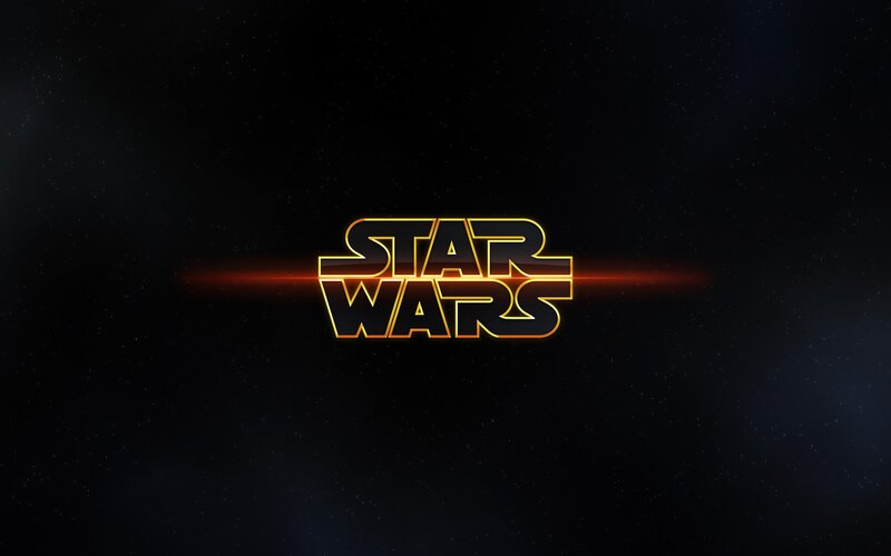 Star Wars Logo — Black, Dramatic, Night, Digital Art, Stars, Light Beam