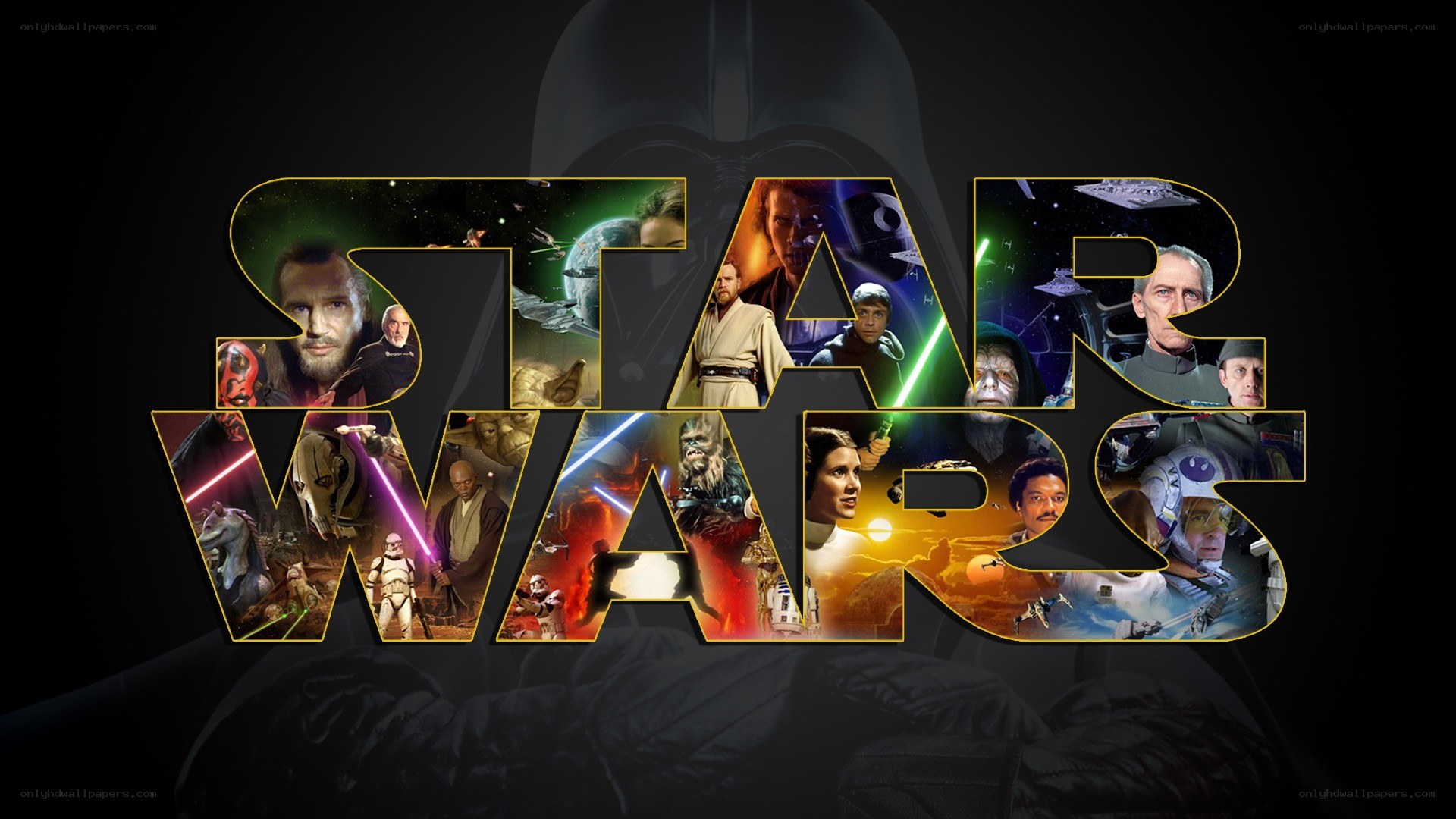 Star Wars logo collage