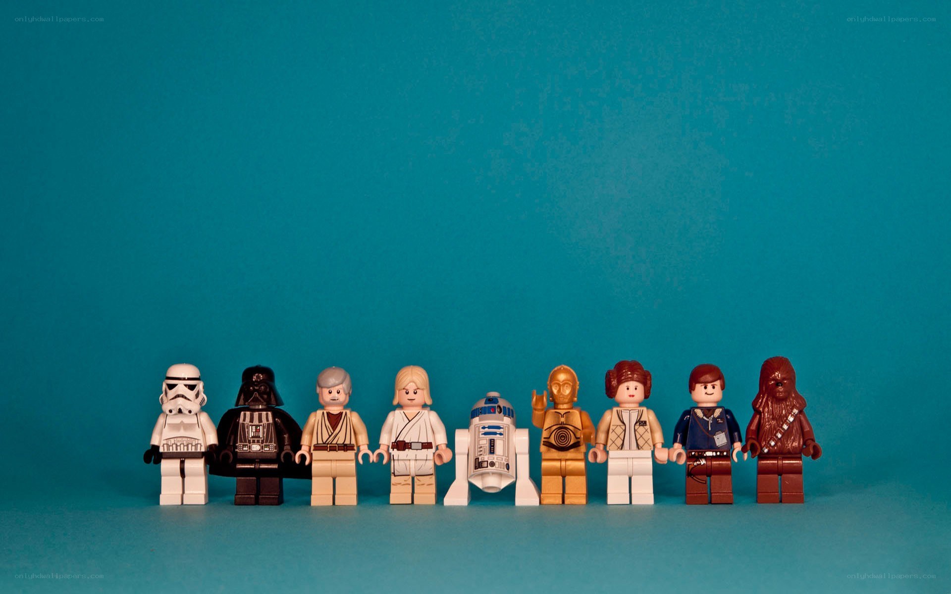 Star Wars minifigures in a row