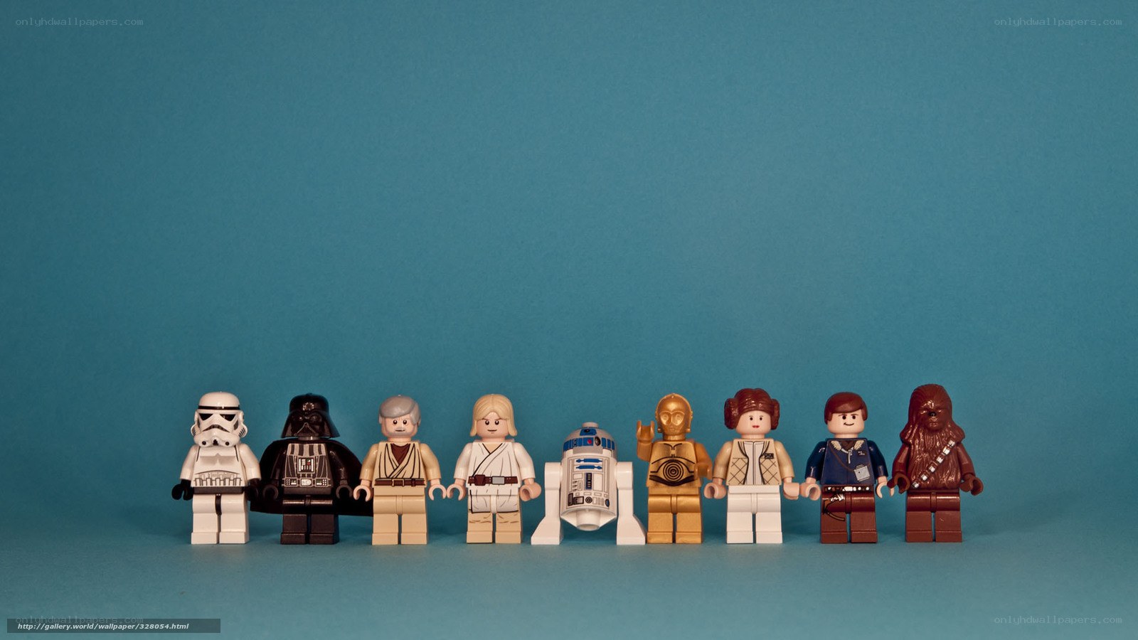 Star Wars minifigures in a row
