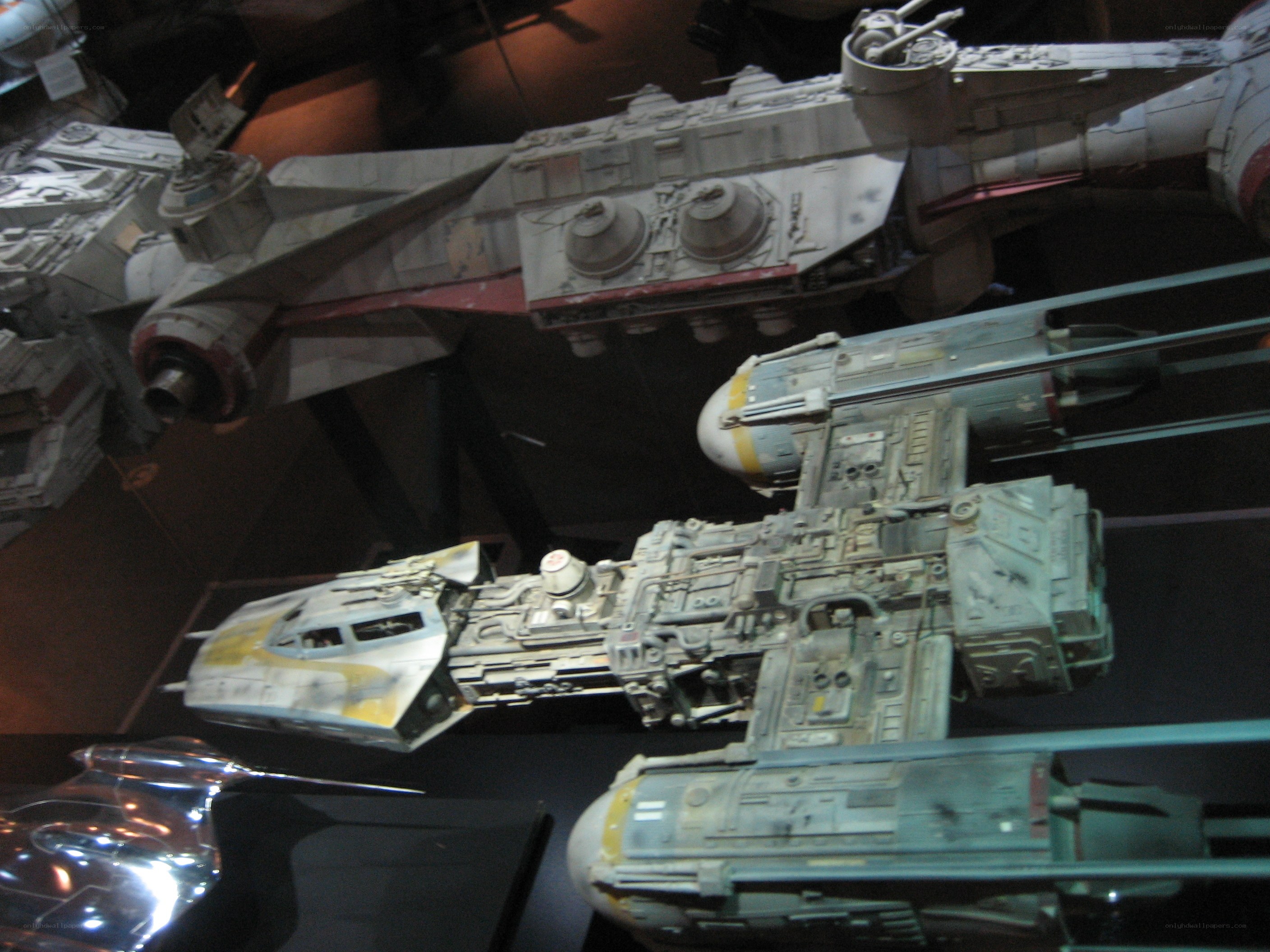 Star Wars model ships on display