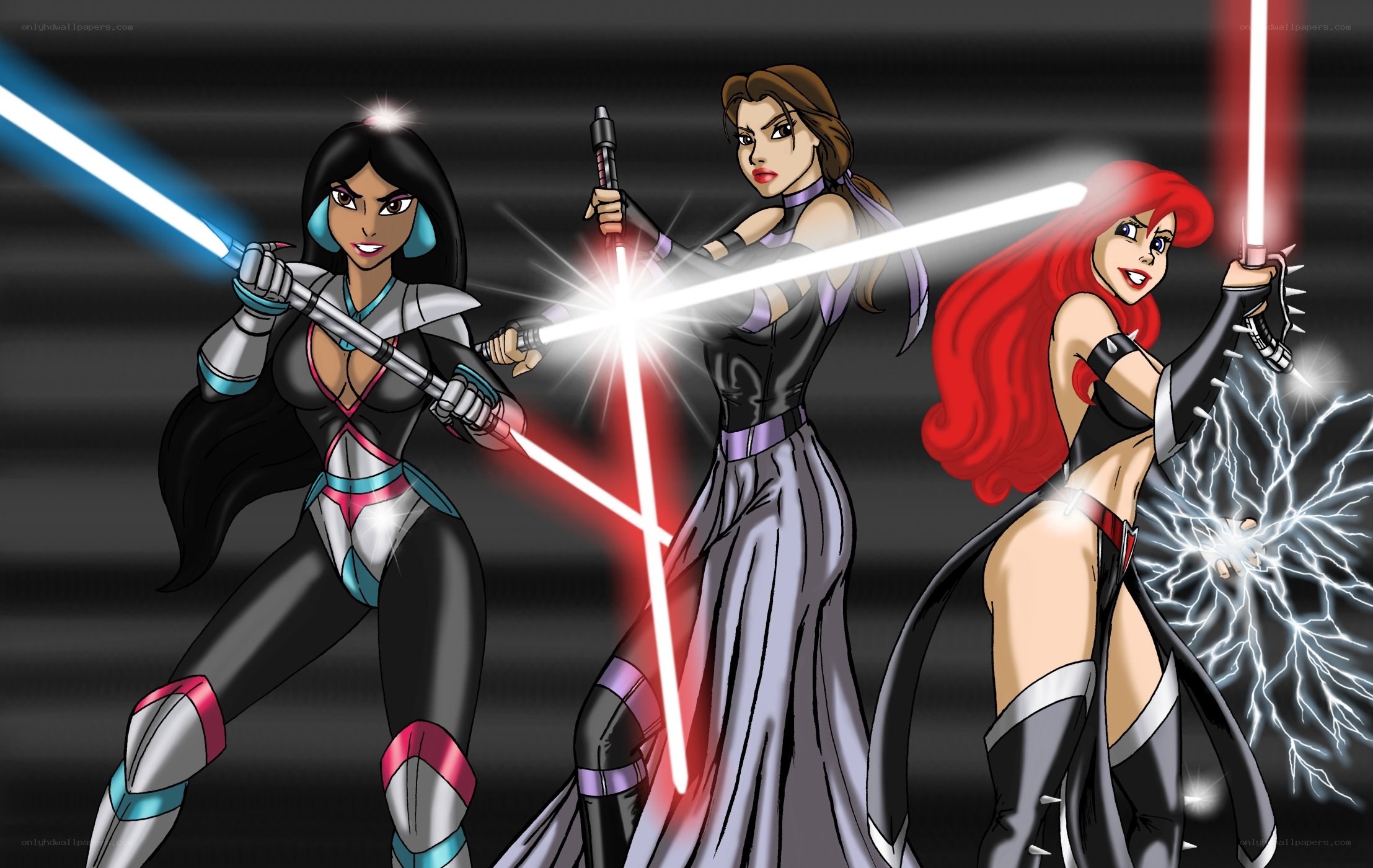 Star Wars princesses with lightsabers