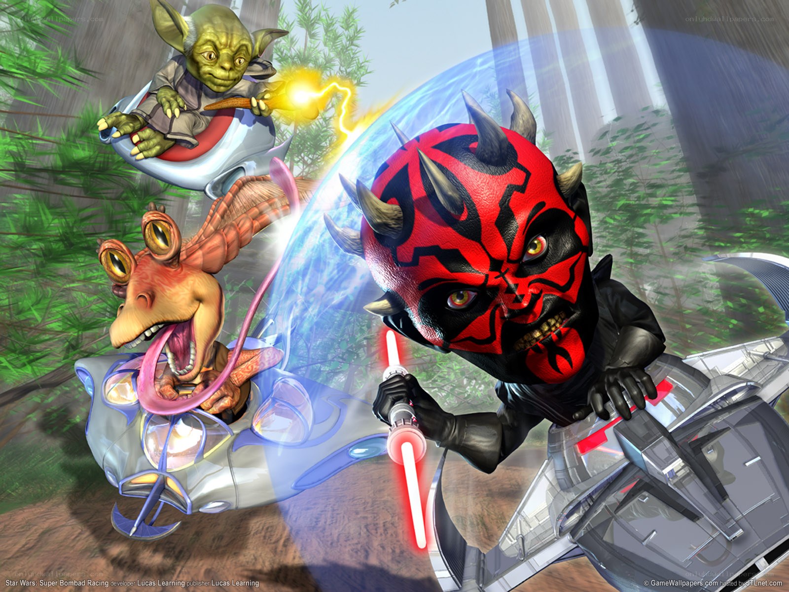 Star Wars racing characters in action