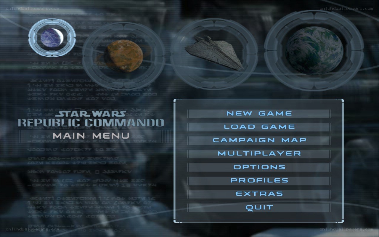 Star Wars Republic Commando main menu