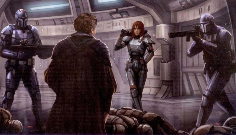 Star Wars scene with armored figures