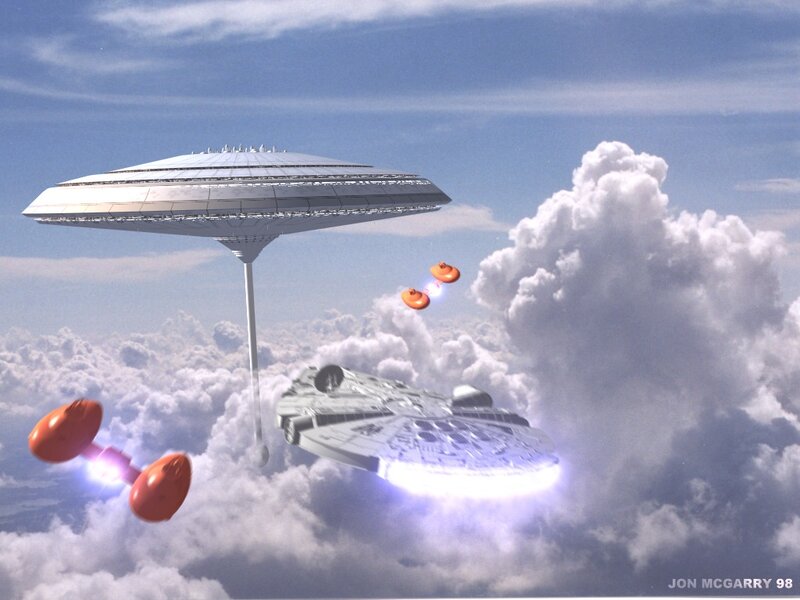 Star Wars scene with Millennium Falcon