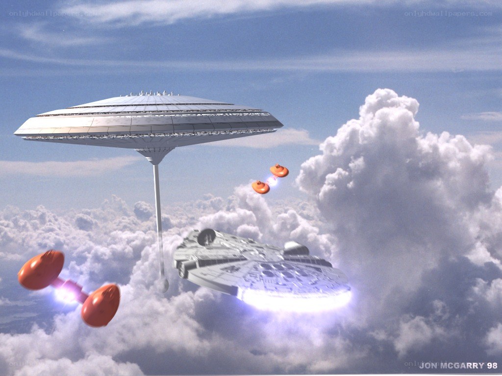 Star Wars scene with Millennium Falcon