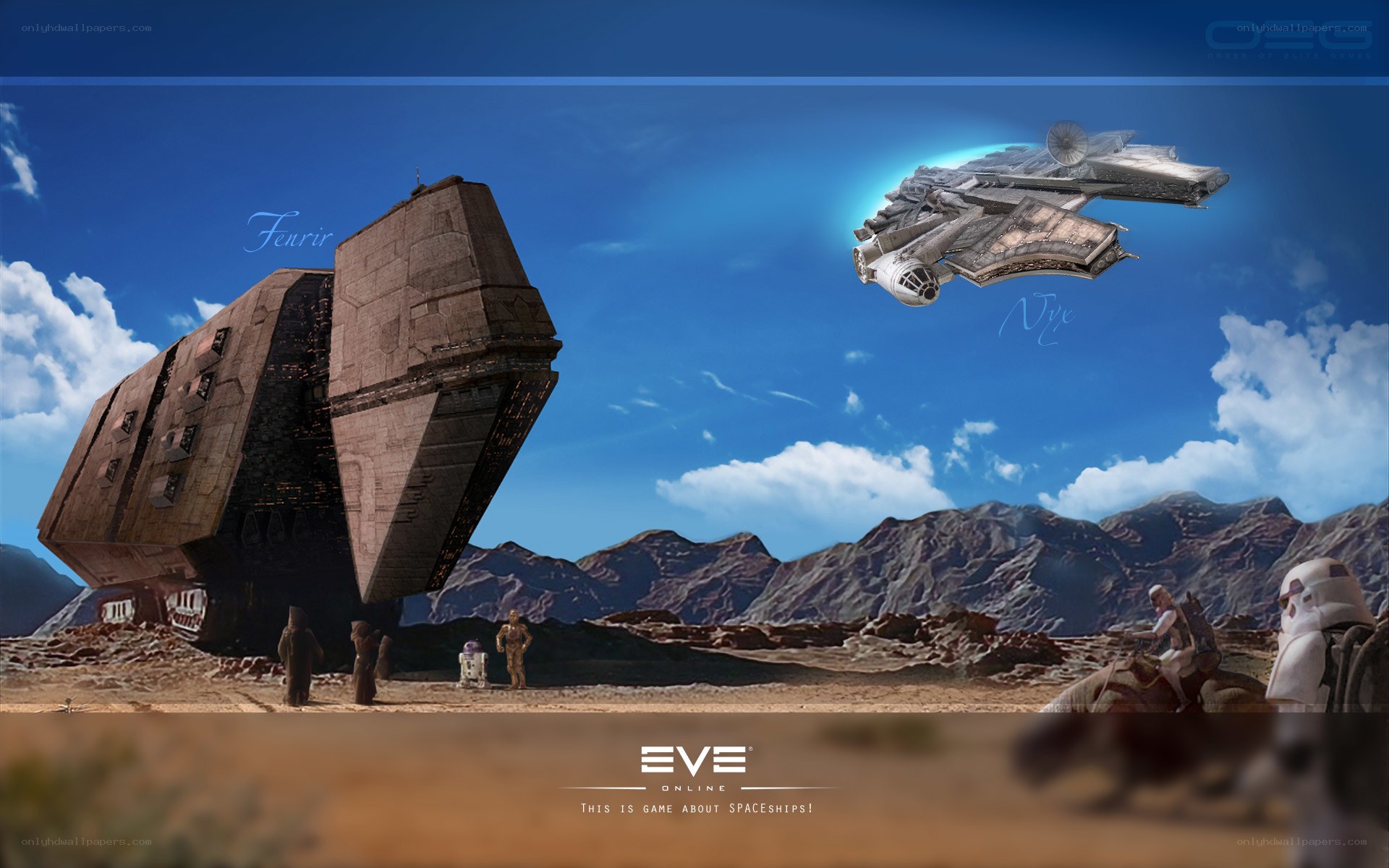 Star Wars scene with spaceships
