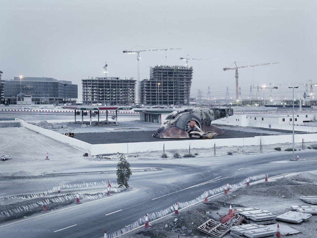 Star Wars ship at construction site