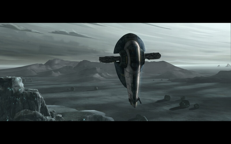 star wars ship over alien planet
