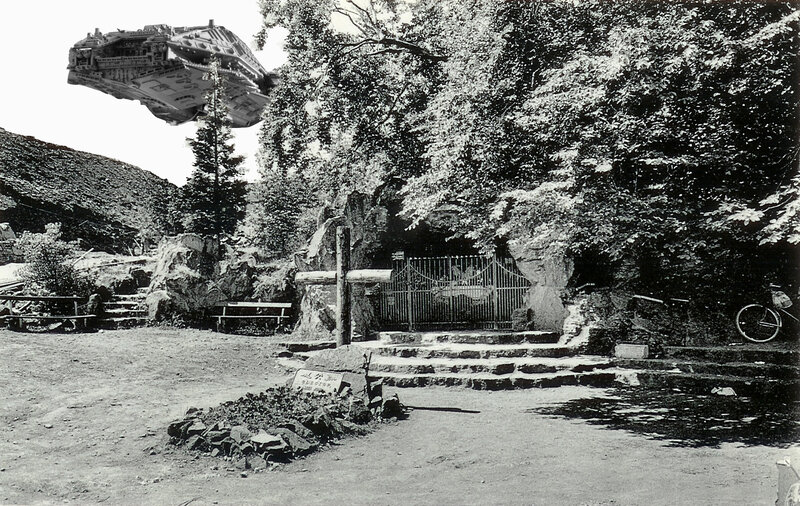 Star Wars ship over park