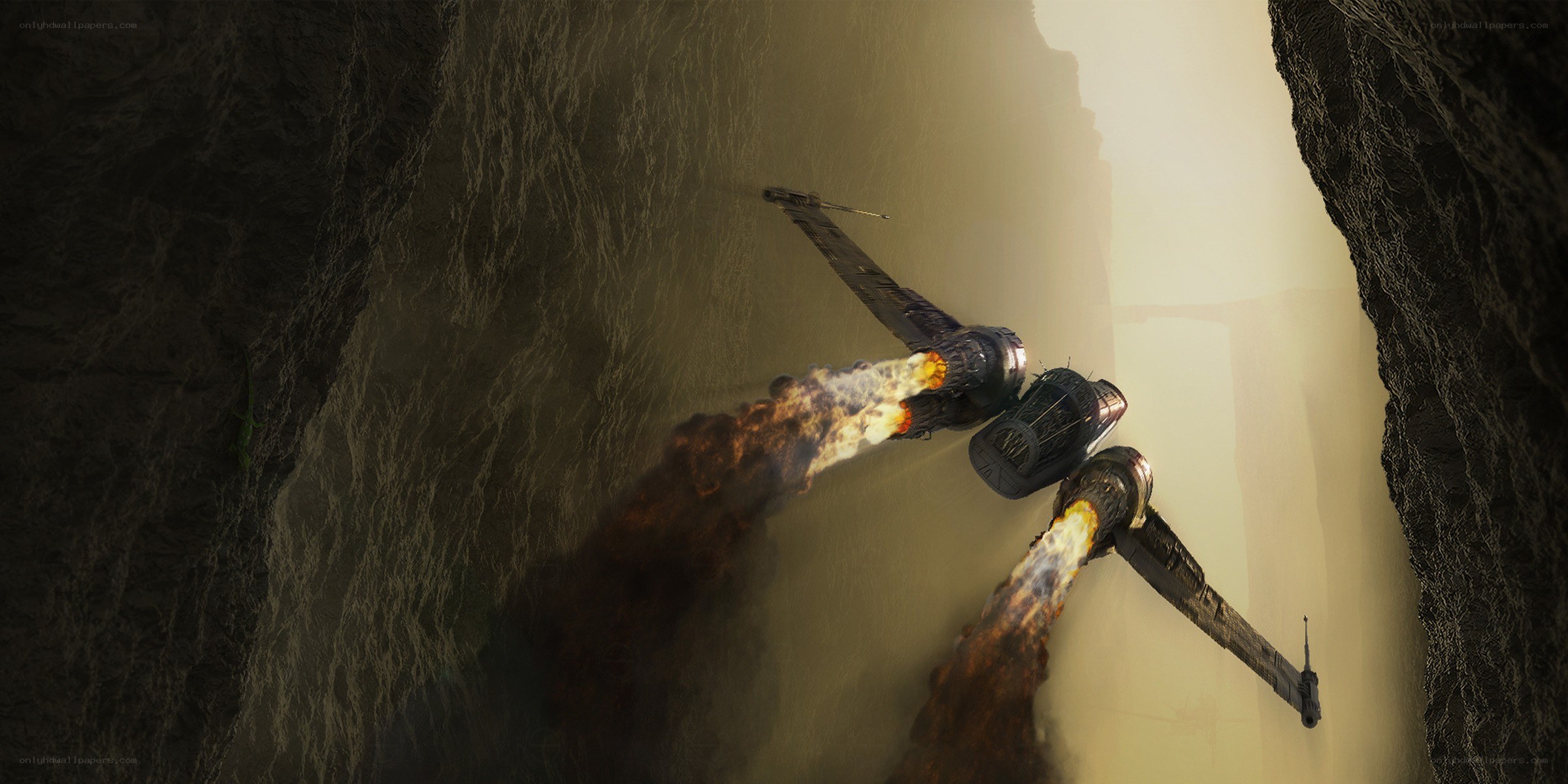 Star Wars ships in canyon